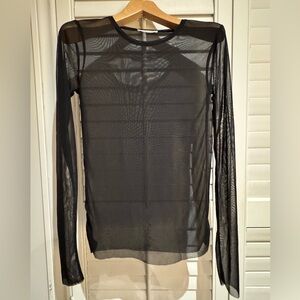 Zara Sheer Black Mesh Long Sleeve Top